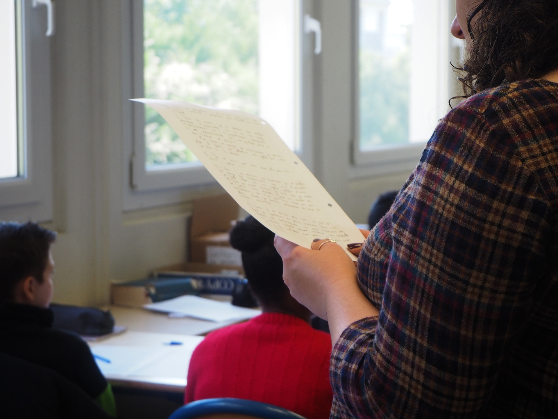 Atelier avec les 6e lors de la résidence d'artiste PRO/ACTIF de Thomas Tudoux au collège Les Chalais (Rennes)
