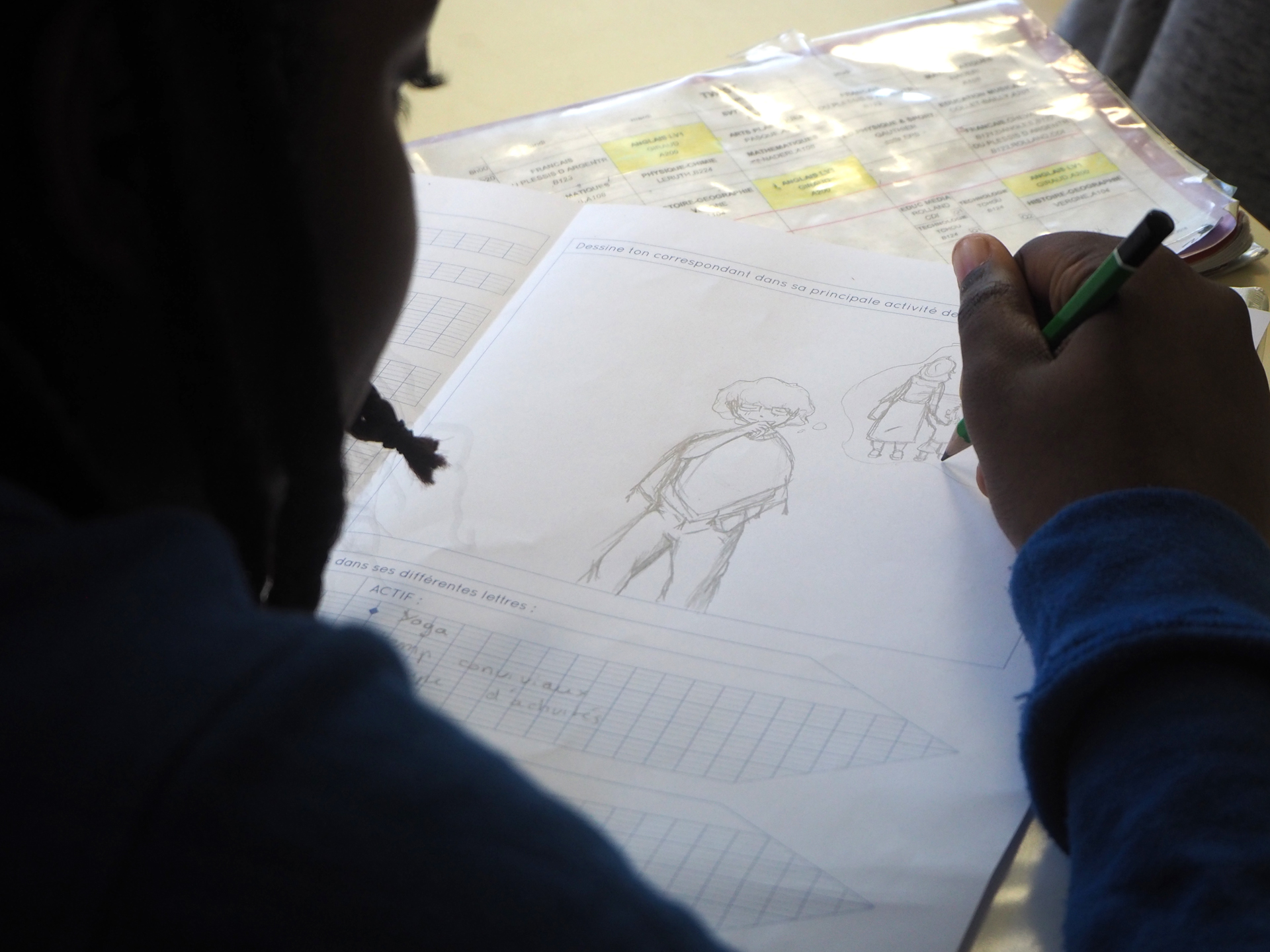 Atelier avec les 6e lors de la résidence d'artiste PRO/ACTIF de Thomas Tudoux au collège Les Chalais (Rennes)